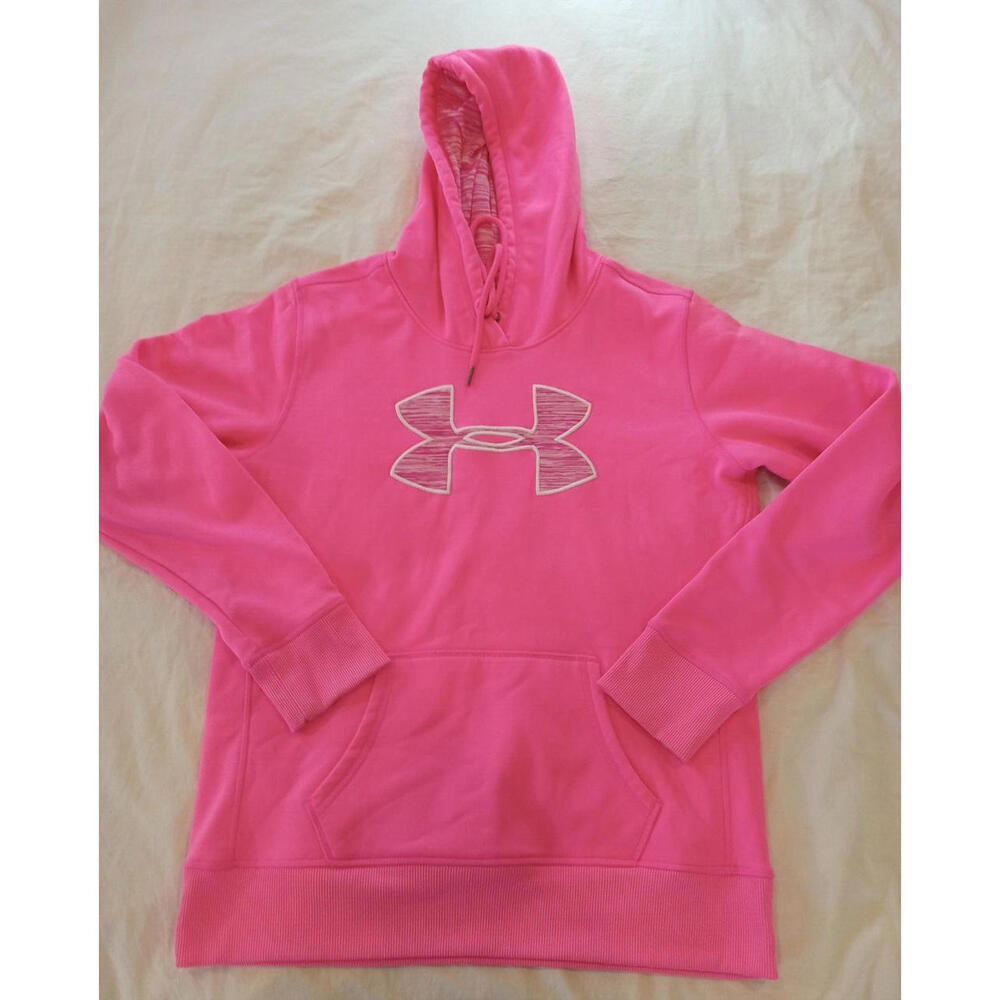 UNDER ARMOUR Women's Size Medium STORM COLD GEAR PINK LOGO SWEATSHIRT HOODIE